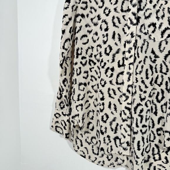 A.L.C. Emerson 100% Silk Ivory Black Leopard Print Button Down Blouse Size 0 - Picture 3 of 11